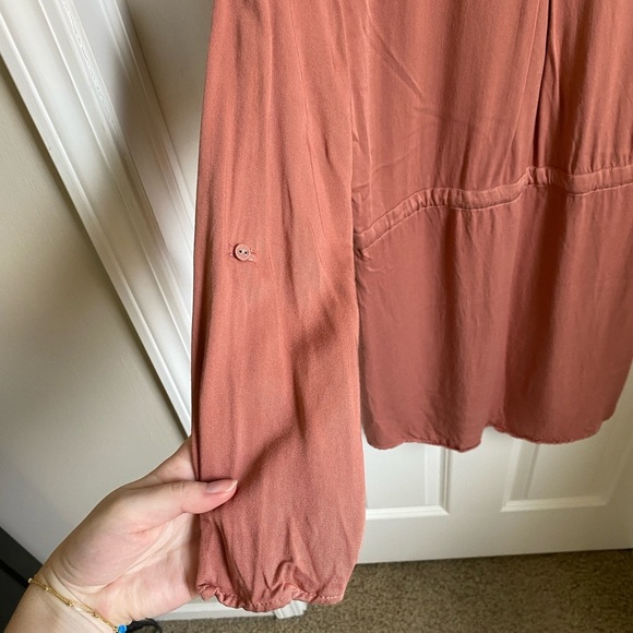 Francesca’s Blue Rain Pink Long-sleeve Drawstring Dress - Picture 5 of 6